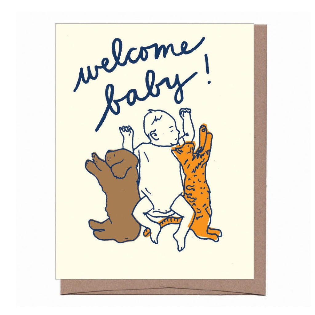 Baby + Dog + Cat New Baby Card