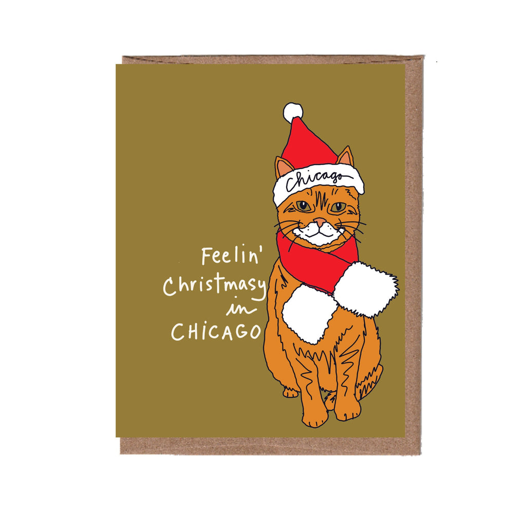 Cat with Hat and Scarf Holiday Card