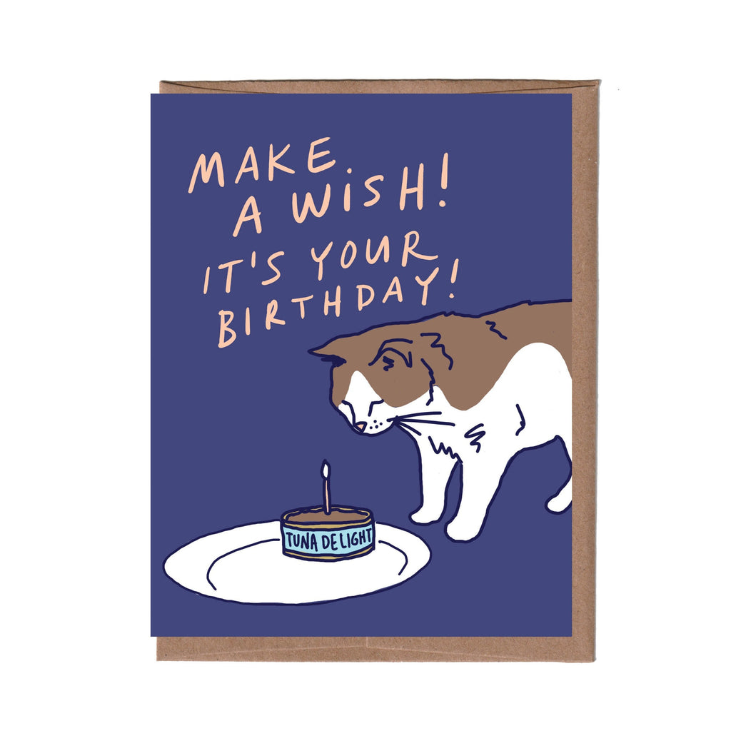 Cat with Candle Birthday Card