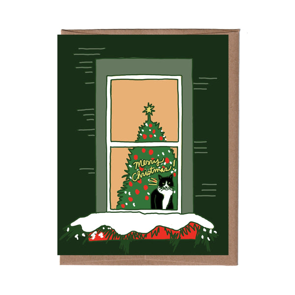 Cat in Window Holiday Card