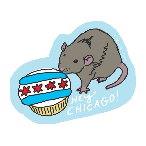 Chicago Rat Cupcake Sticker
