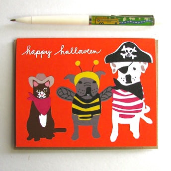Pets in Costume Halloween Card