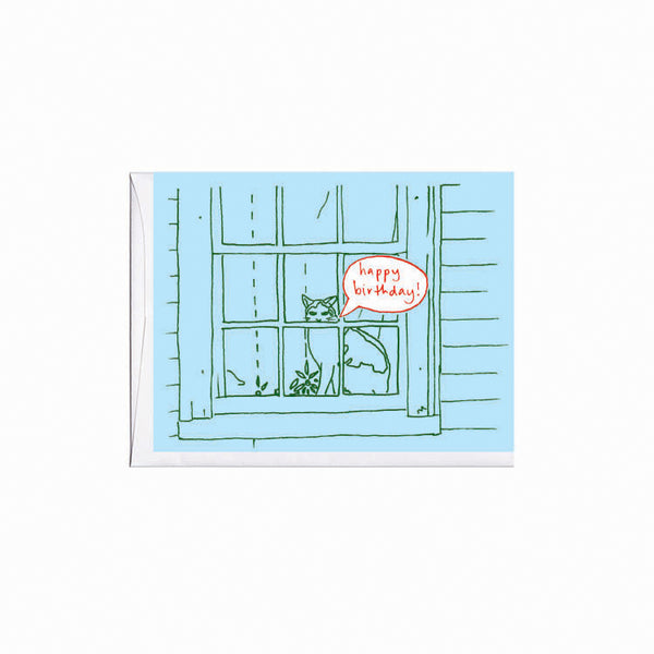 Cat in Window Birthday Card