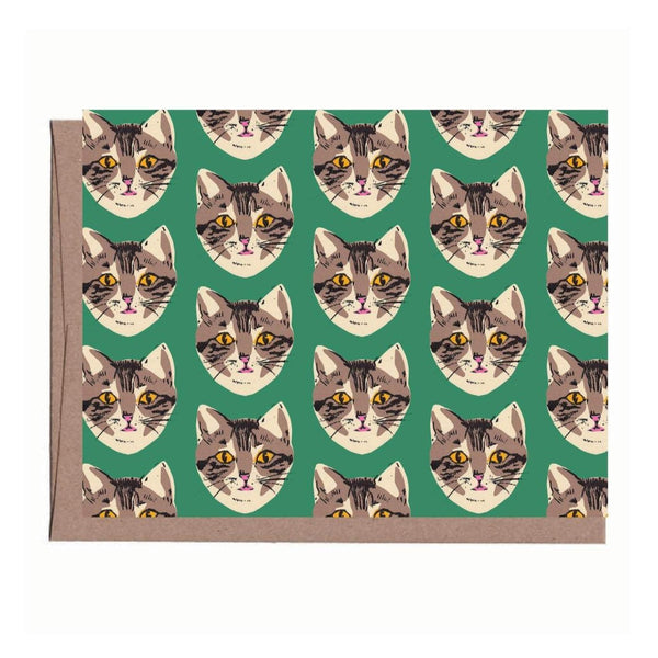 Green Cat Note Card