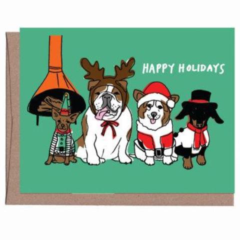 Vintage Holiday Dogs Card