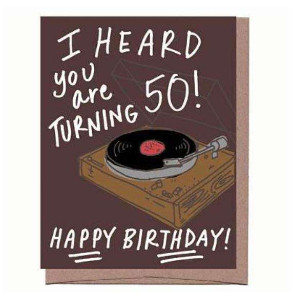 Turntable 50th Birthday Card