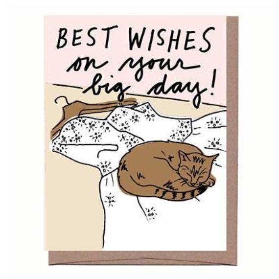 Cat on Wedding Dress Card